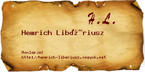 Hemrich Libériusz névjegykártya